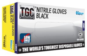 TGC Black Nitrile Disposable Glove Box of 100, Black Mechanics Glove