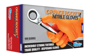 Orange Rocket Nitrile Disposable Gloves Box