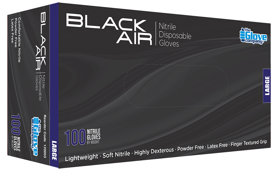 Black Air Nitrile Disposable Gloves Box Image