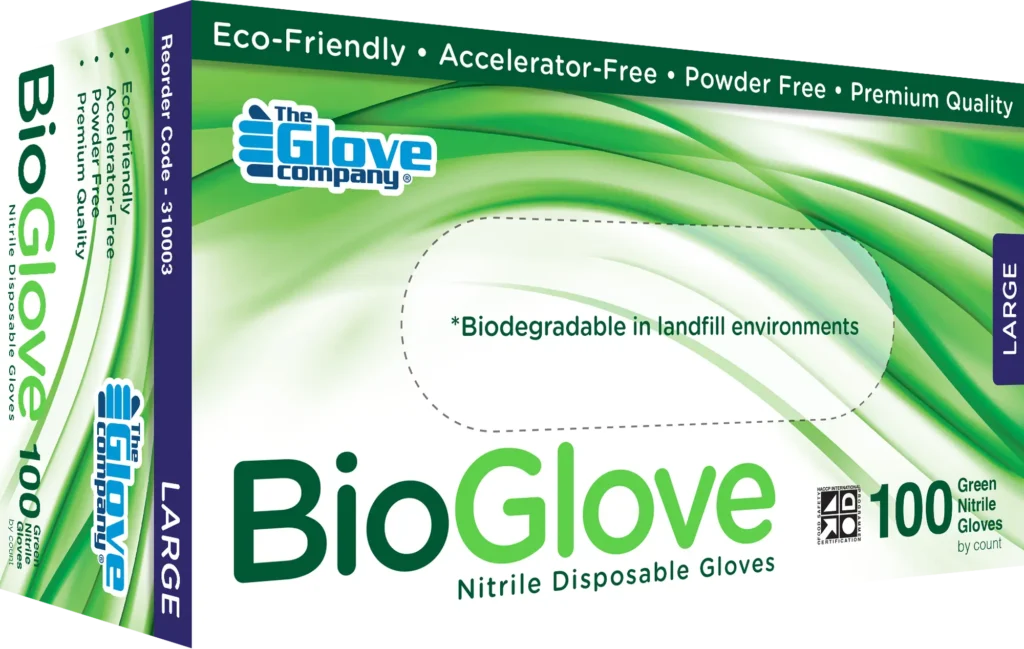 BioGlove Nitrile Disposable Gloves - Biodegradable Green