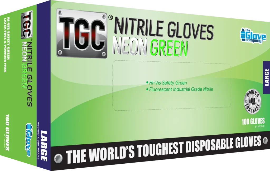 TGC® Neon Green Nitrile Disposable Gloves